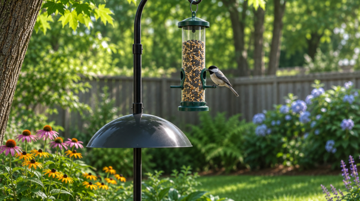 Illustration of a properly heighted feeder with a predator baffle