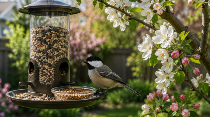 Illustration of a spring feeding station with added mealworm protein